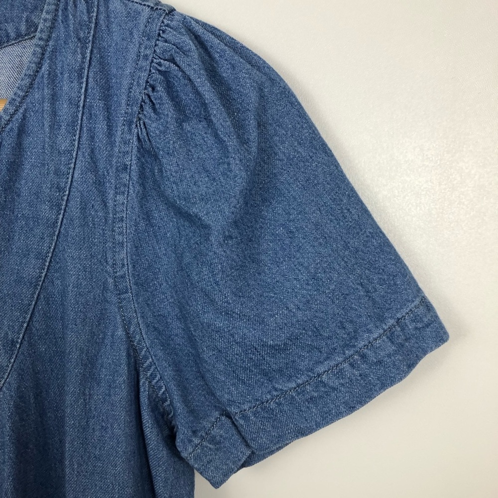 Madewell Linen Blend Denim Popover Swing Dress - Picture 4 of 9
